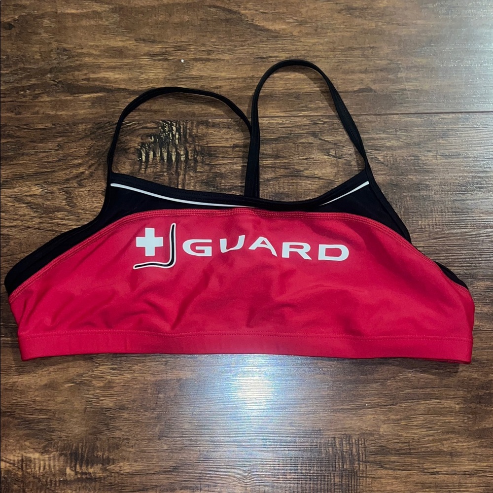 Nike Red and Black Lifeguard Bikini Top